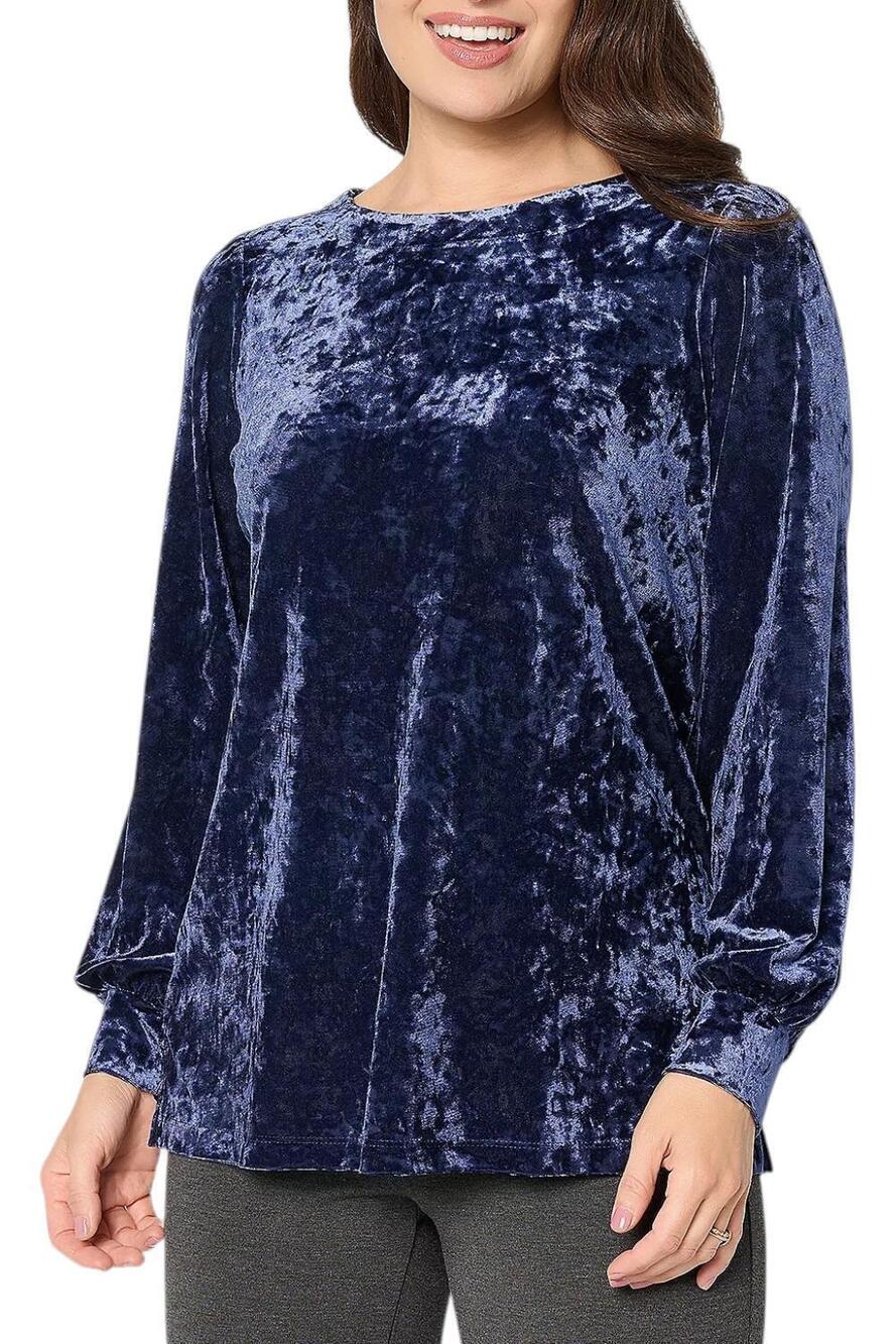 Belle Boho by Kim Gravel Women's Velvet Blouson Top Future Dusk - Regular
